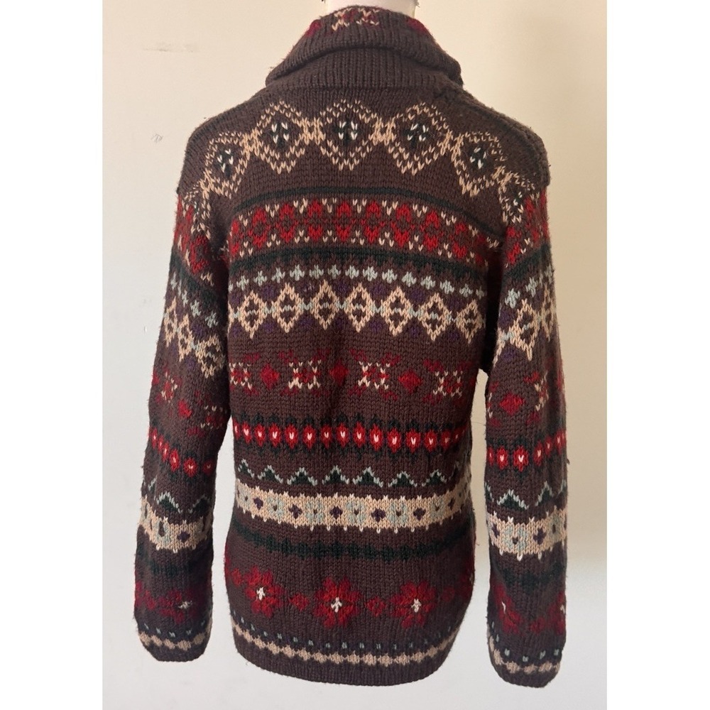 VTG Ralph Lauren Hand Knit Lambswool/Wool Aztec Cardigan Sweater Womens Small - Picture 9 of 11